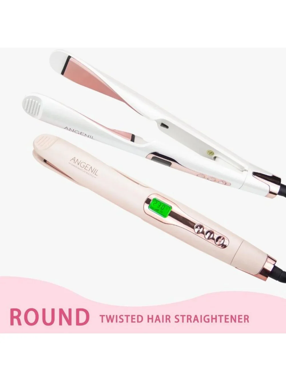 2-in-1 Hair Straightener & Curler, Dual Voltage Flat Iron, Adjustable Temp